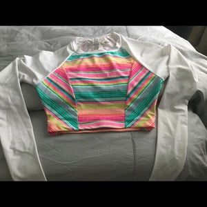 Hobie rash guard crop swim top